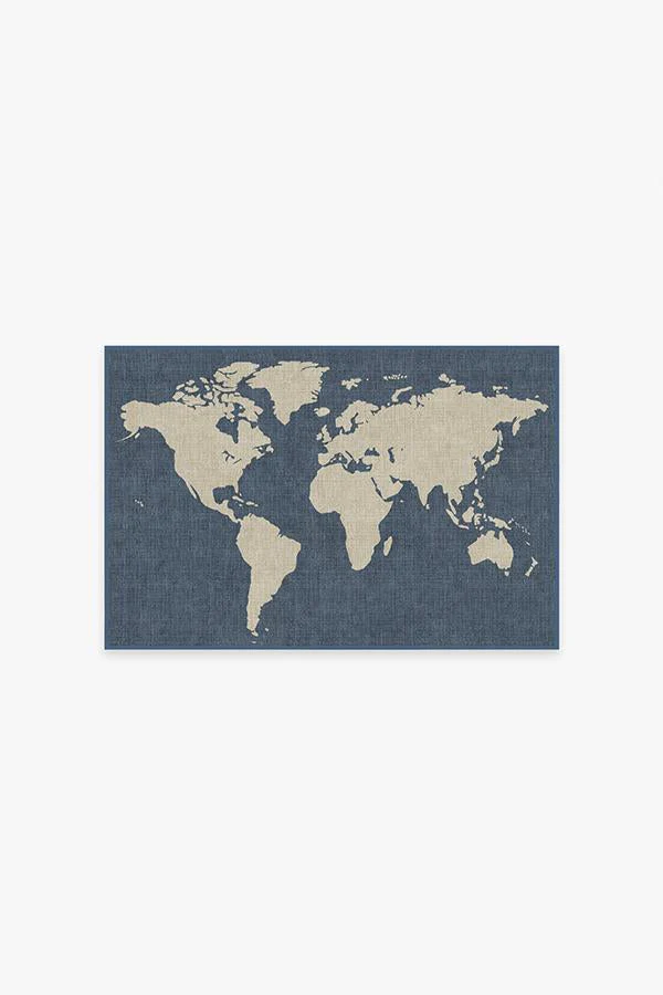 World Map Blue Rug - Image 2
