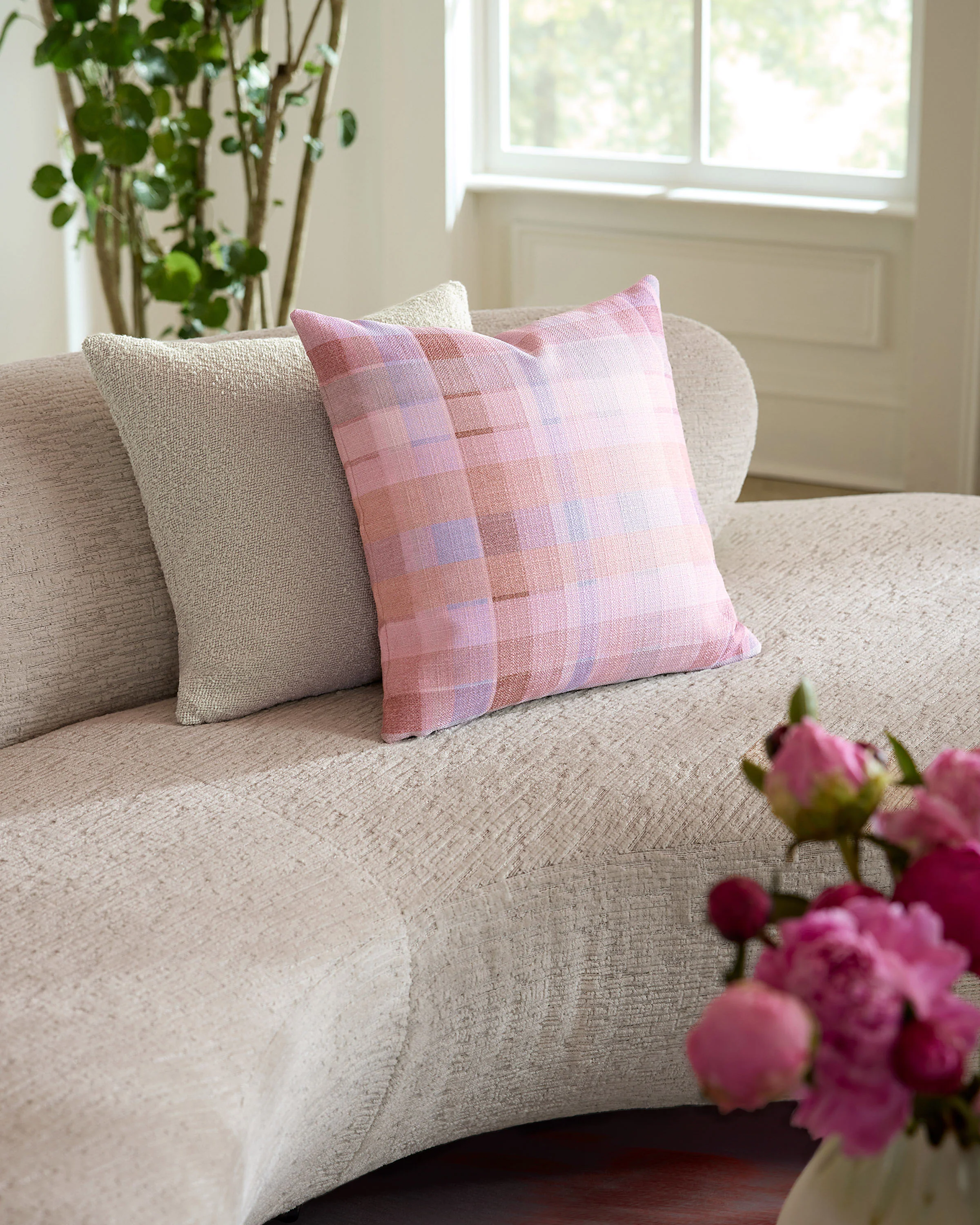 Charlotte Plaid Multicolor Woven Throw Pillow - Image 5