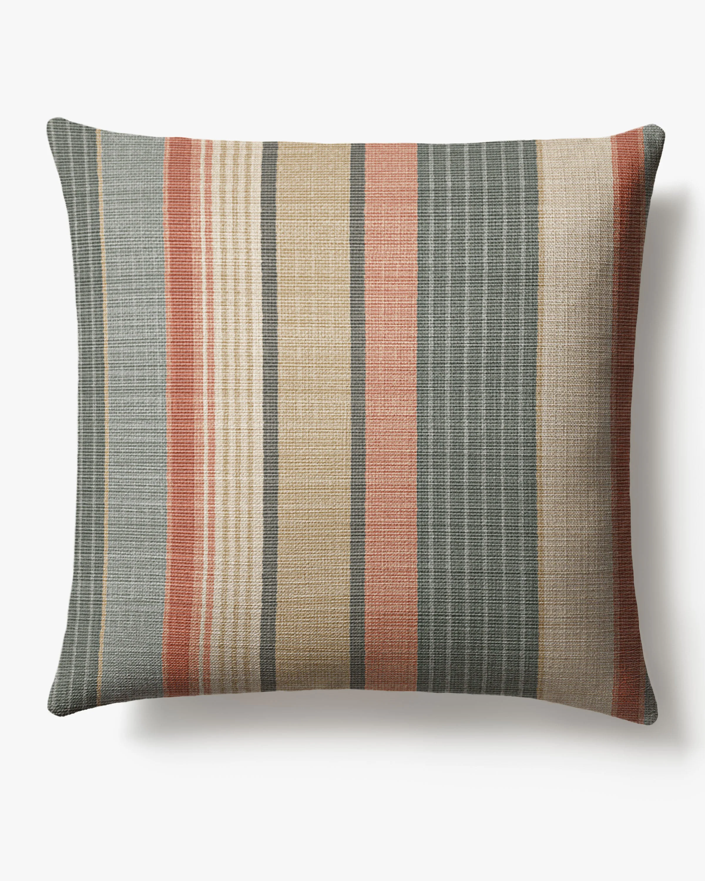 Skylar Stripe Neutral Multicolor Woven Throw Pillow - Image 2