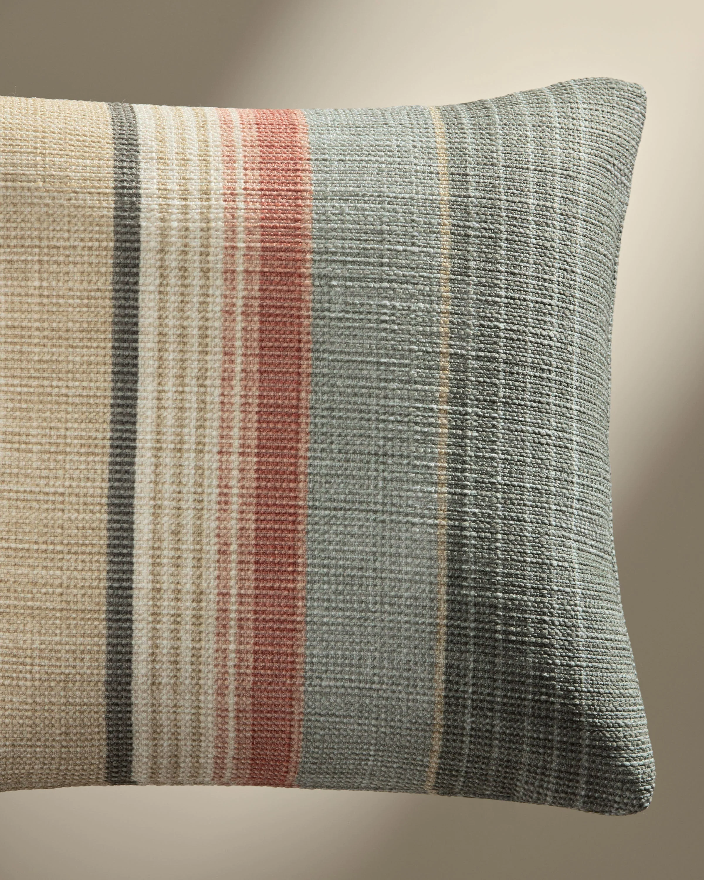 Skylar Stripe Neutral Multicolor Woven Throw Pillow - Image 6